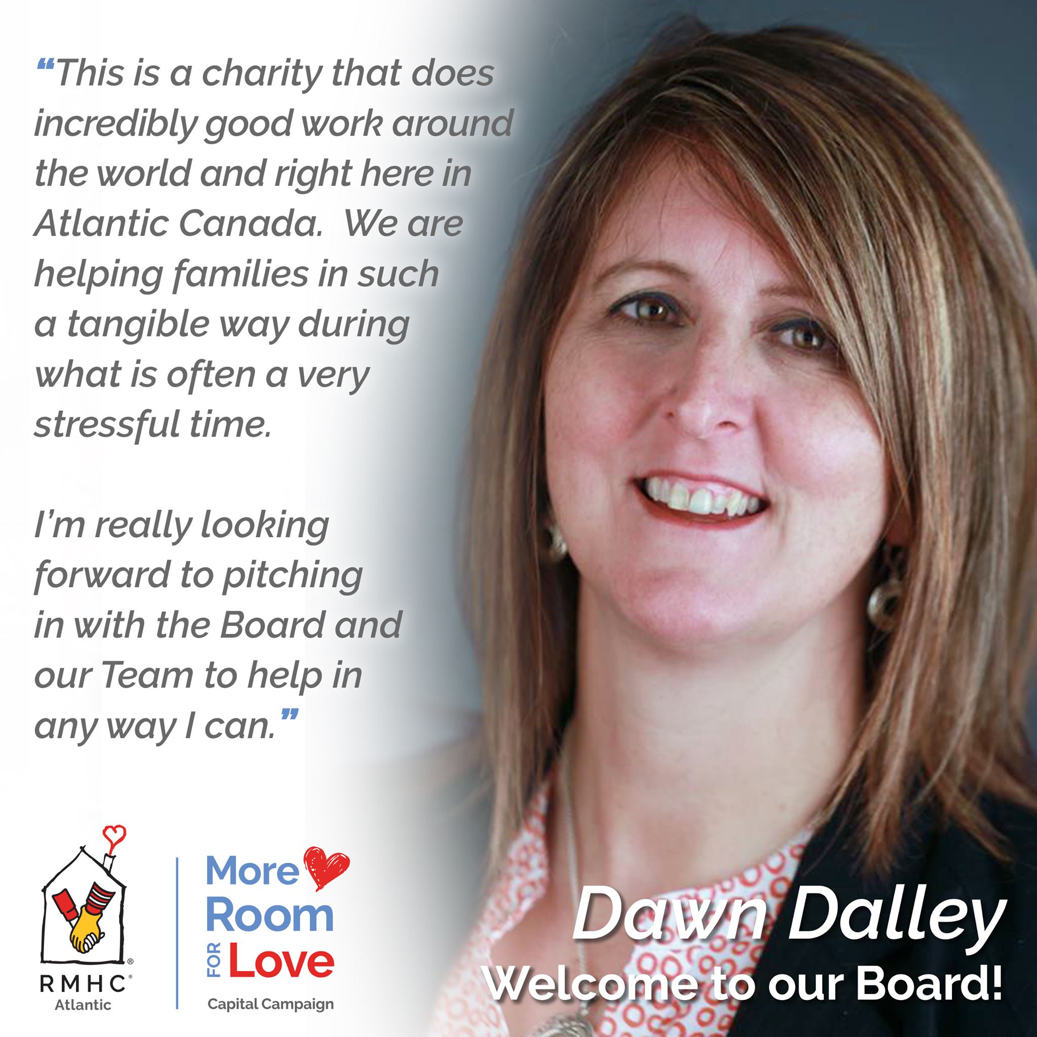 Social media graphic - picture of Dawn Dalley, Board Member